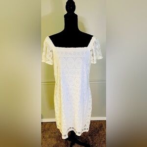 ROZ & Ali White Lace Off Shoulder Midi Dress Size L